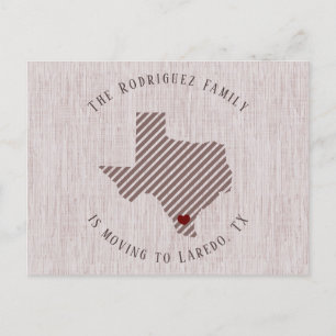 Carte Postale Faire-part Rose du Sud Texas Linge et Cœur Texas Déménagement