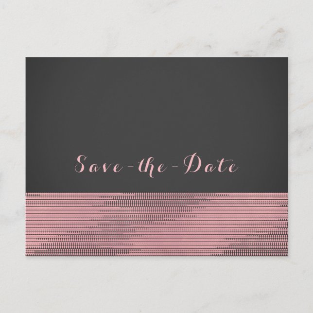 Carte Postale Faire-part Rose et gris moderne glamour sequins chic Save the (Devant)