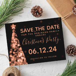 Carte Postale Faire-part Rose Gold & Black Christmas Party Enregistrer la d