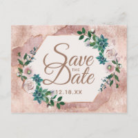 Rose Gold et Succulents Rose Pâle Enregistrez la D