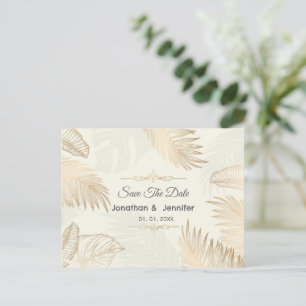 Carte Postale Faire-part Rose gold feuille et palmier save the date mariage