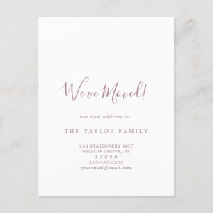 Carte Postale Faire-part Rose Gold Minimaliste Nous Avons Déménagé Déménage