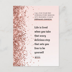 Carte Postale Faire-part Rose Gold Parties scintillant Motivational Devis B