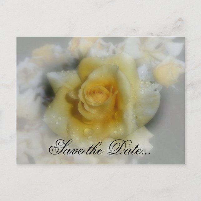 Carte Postale Faire-part Rose jaune (Devant)
