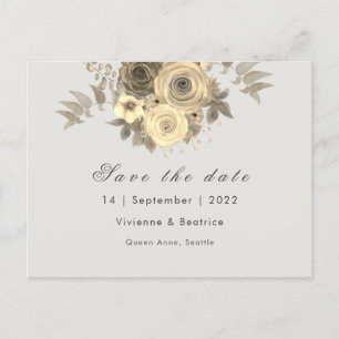 Carte Postale Faire-part Rose jaune sauvez la date de mariage élégant