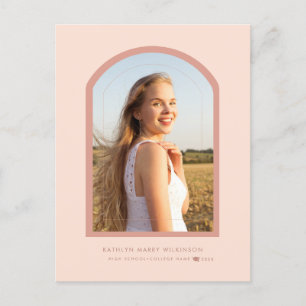 Carte Postale Faire-part Rose Moderne Rose Arc Minimaliste Photo de remise 