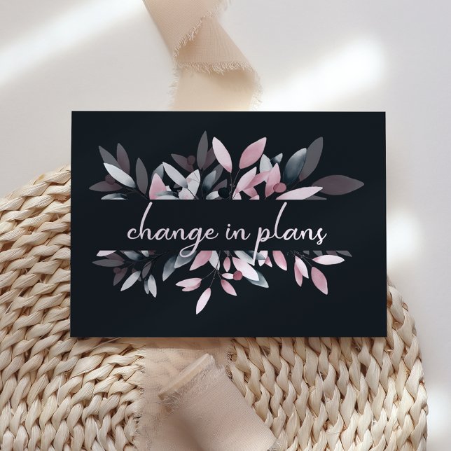 Carte Postale Faire-part Rose Navy Élégant Aquarelle Douce Changement de Pl (Créateur téléchargé)