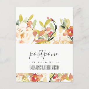 CARTE POSTALE FAIRE-PART ROSE PÂLE SUBTIL FLEURS DE MARIAGE REPORTÉES