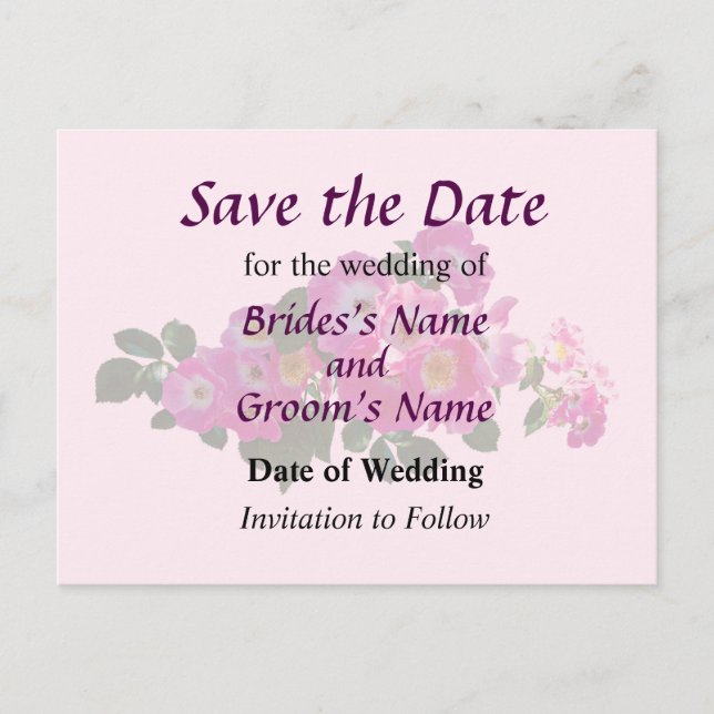 Carte Postale Faire-part Rose Pink Rambler Save the Date (Devant)