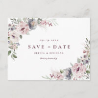 Rose poudré rustique bohème floral save the date