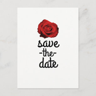Carte Postale Faire-part Rose Rouge Blanche (Toute Couleur) Glam Enregistre