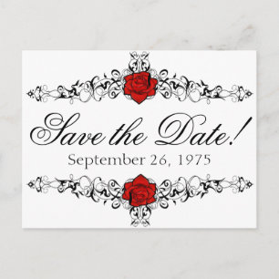 Carte Postale Faire-part Rose Vine Mariage Économisez la date