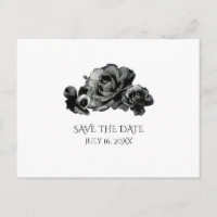 Roses Aquarelles Noires Mariage Enregistrer La Dat