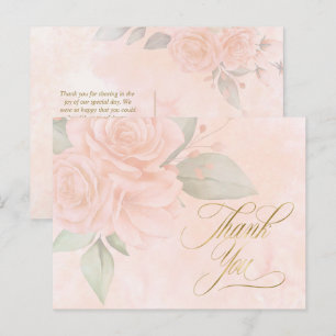 Carte Postale Faire-part Roses Douce Blush Mariage Remerciements ID828