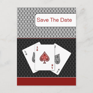 Carte Postale Faire-part rouge 3 as mariage Vegas save the date
