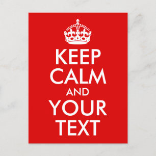 Carte Postale Faire-part Rouge Classique Gardez Votre Calme et Votre Texte
