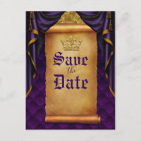 Royal Purple Gold Drapes Scroll Mariage Date de sa