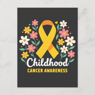 Carte Postale Faire-part Ruban Jaune de Sensibilisation au Cancer Infantile