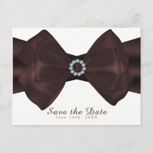 Carte Postale Faire-part Ruban marron & Diamants Élégant Glam Save the Date