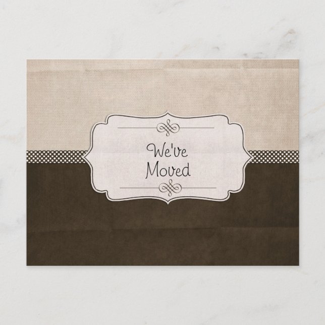 Carte Postale Faire-part Ruban marron Nous avons déménagé (Devant)