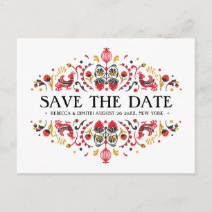 Carte Postale Faire-part Russie Art populaire Khokhloma Mariage