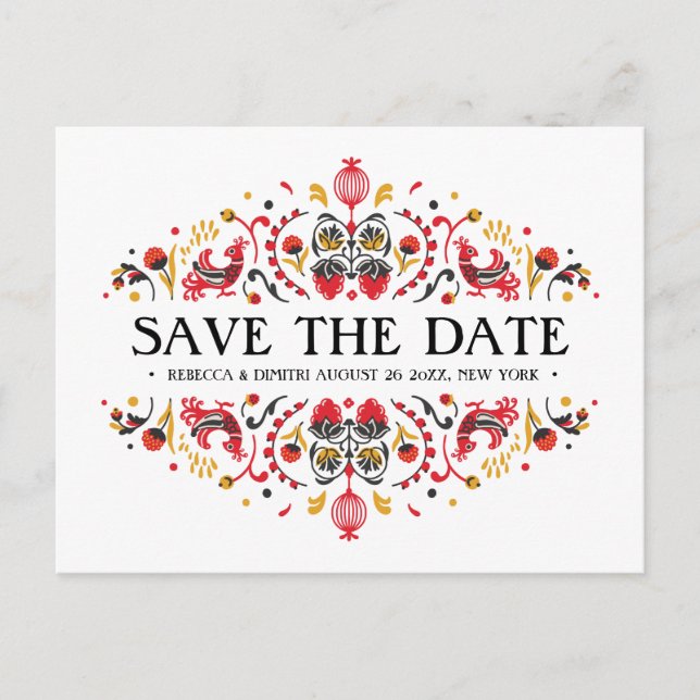 Carte Postale Faire-part Russie Art populaire Khokhloma Mariage (Devant)