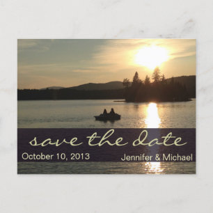 Carte Postale Faire-part Rustic Adirondack Mountain Lake Enregistrer la dat