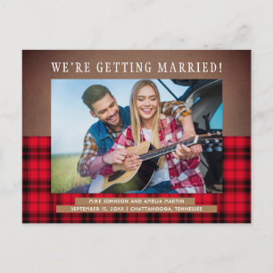 Carte Postale Faire-part Rustic Buffalo Plaid Mariage Save Date Photo