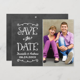 Carte Postale Faire-part Rustic Chalkboard Mariage Photo Enregistrer la dat