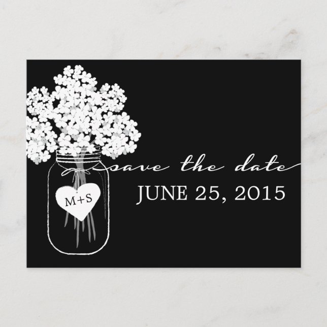 Carte Postale Faire-part Rustic Chic Mason Jar Wedding Wedding Enregistrer  (Devant)