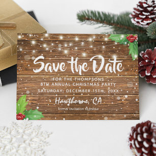 Carte Postale Faire-part Rustic Country Christmas Party Enregistrer la date