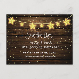 Carte Postale Faire-part Rustic Country Star Lights Enregistrer La Date Car
