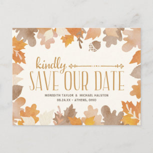 Carte Postale Faire-part Rustic Fall Leaves Non Photo Save the Date