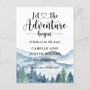 Carte Postale Faire-part Rustic Forest Adventure Mountains Grossesse