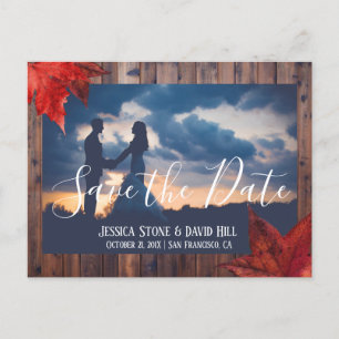 Carte Postale Faire-part Rustic Maple Feuille Mariage de automne Enregistre