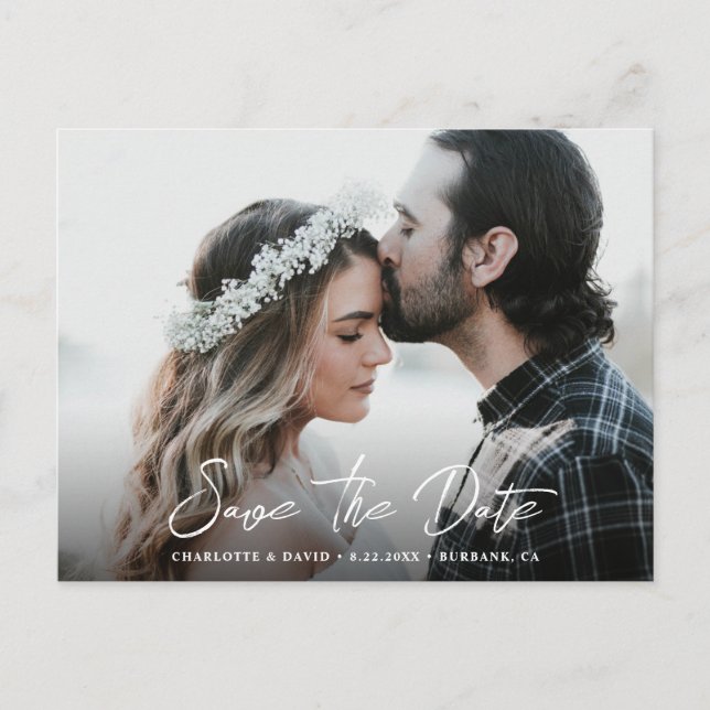 Carte Postale Faire-part Rustic Mariage Photo Enregistrer La Date (Devant)