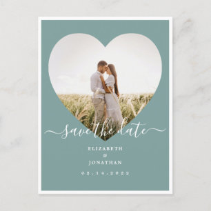 Carte Postale Faire-part Rustic Mint Green Photo Mariage Enregistrer La Dat