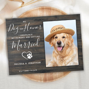 Carte Postale Faire-part Rustic Photo Dog Of Honor Pet Wedding Engagement