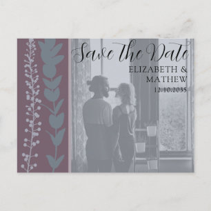 Carte Postale Faire-part Rustic Photo & Foliage Enregistrer la date Mariage