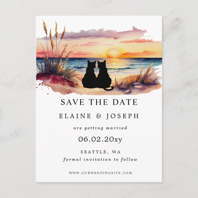 Carte Postale Faire-part Rustic Sunset Beach Save The Date Cards (Devant)