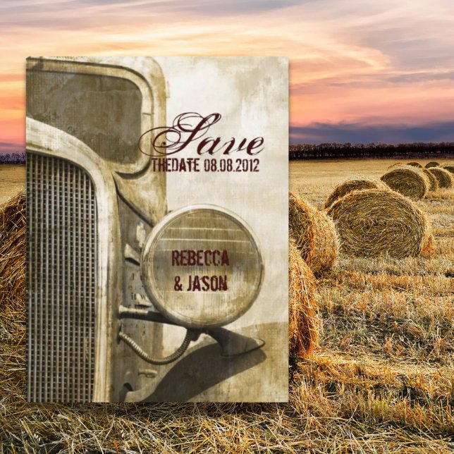 Carte Postale Faire-part Rustic Truck Western Farm Wedding enregistrer la d (Rustic Truck Western Farm Wedding save the date Announcement Postcard)