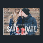 Carte Postale Faire-part Rustic Winter Snowfall Enregistrer La Date Photo<br><div class="desc"></div>