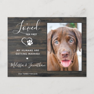Carte Postale Faire-part Rustique a aimé son premier chien de mariage lors 