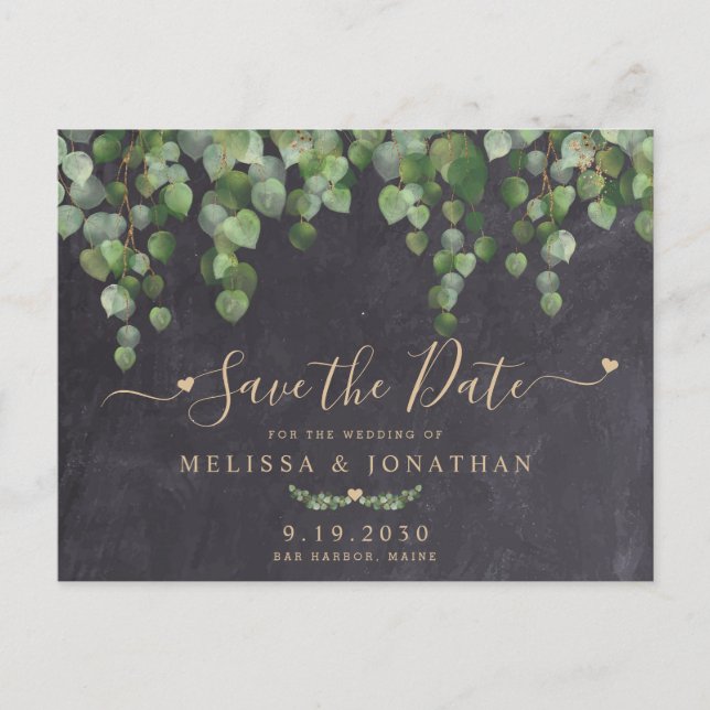 Carte Postale Faire-part Rustique Eucalyptus Verdure Mariage Enregistrer La (Devant)