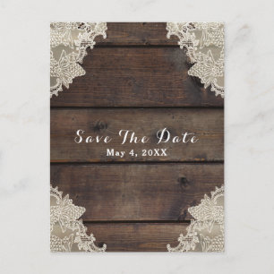 Carte Postale Faire-part Rustique Grange Bois & dentelle Romantique Enregis