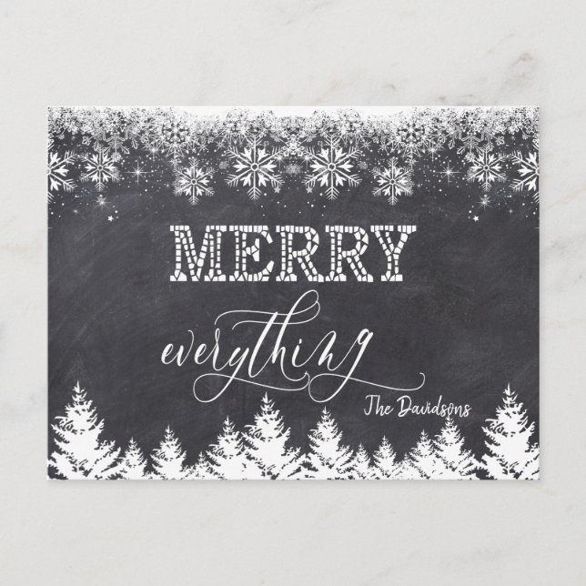 Carte Postale Faire-part "Rustique Merry Tout Chalkboard Typographie (Devant)