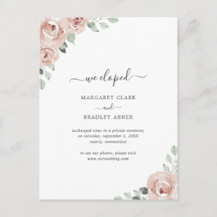 Carte Postale Faire-part Sage Green Dusty Rose rose floral Elopement