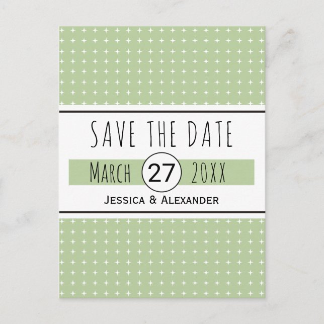 Carte Postale Faire-part Sage green typographie mariage Enregistrer la date (Devant)
