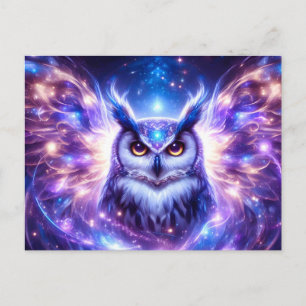 Carte Postale Faire-part Sagesse Mystique Cosmique Chouette Spirituelle Cél
