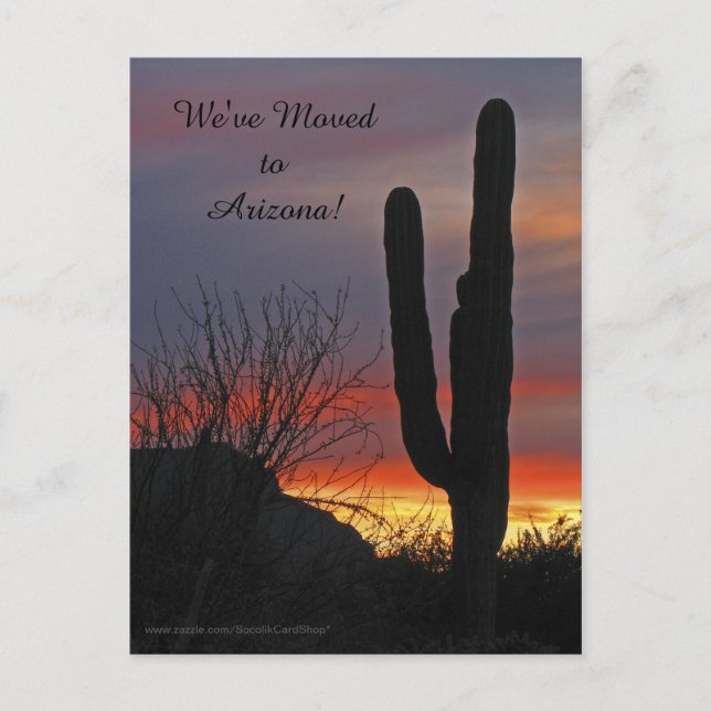 Carte Postale Faire-part Saguaro au coucher du soleil, annonce d'une nouvel (Devant)